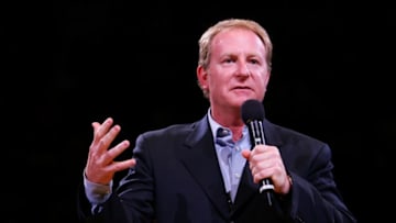 PHOENIX - NOVEMBER 04: Phoenix Suns owner Robert Sarver speaks during the induction of Chairman and former CEO of the Suns, Jerry Colangelo into the Ring of Honor at US Airways Center on November 4, 2007 in Phoenix, Arizona. NOTE TO USER: User expressly acknowledges and agrees that, by downloading and or using this Photograph, user is consenting to the terms and conditions of the Getty Images License Agreement. (Photo by Lisa Blumenfeld/Getty Images)