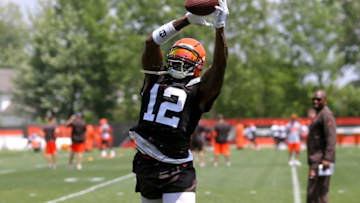 BEREA, OH - JUNE 13: Cleveland Browns wide receiver Josh Gordon (12) participates in drills during the Cleveland Browns Minicamp on June 13, 2018, at the Cleveland Browns Training Facility in Berea, Ohio. (Photo by Frank Jansky/Icon Sportswire via Getty Images)