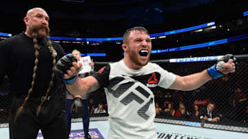ANAHEIM, CA - JULY 29: Jarred Brooks reacts after defeating Eric Shelton in their bantamweight bout during the UFC 214 event at Honda Center on July 29, 2017 in Anaheim, California. (Photo by Josh Hedges/Zuffa LLC/Zuffa LLC via Getty Images)