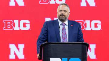 Head coach Matt Rhule of the Nebraska football team speaks at Big Ten football media days at Lucas Oil Stadium (Photo by Michael Hickey/Getty Images)