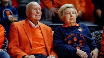 CHAMPAIGN, IL - DECEMBER 08: Former head coach of the Illinois Fighting Illini Lou Henson is seen during the game against the UNLV Rebels at State Farm Center on December 8, 2018 in Champaign, Illinois. (Photo by Michael Hickey/Getty Images)