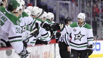 WASHINGTON, DC - MARCH 20: Tyler Seguin #91 of the Dallas Stars celebrates his goal against the Washington Capitals during the first period at Capital One Arena on March 20, 2018 in Washington, DC. (Photo by Nick Wass/NHLI via Getty Images)