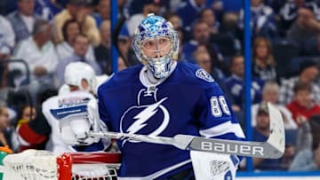 TAMPA, FL - MARCH 21: Goalie Andrei Vasilevskiy
