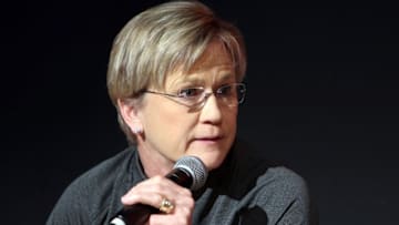 Feb 23, 2016; Knoxville, TN, USA; Tennessee Lady Volunteers head coach Holly Warlick speaks during the joint head coach press conference at Brenda Lawson Athletic Center. Mandatory Credit: Randy Sartin-USA TODAY Sports