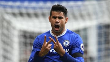 LONDON, ENGLAND - OCTOBER 15: Diego Costa of Chelsea celebrates scoring his sides first goal during the Premier League match between Chelsea and Leicester City at Stamford Bridge on October 15, 2016 in London, England. (Photo by Darren Walsh/Chelsea FC via Getty Images)