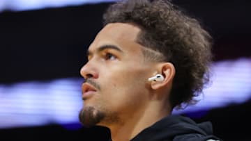 MIAMI, FLORIDA - APRIL 26: Trae Young #11 of the Atlanta Hawks warms up prior to Game Five of the Eastern Conference First Round against the Miami Heat at FTX Arena on April 26, 2022 in Miami, Florida. NOTE TO USER: User expressly acknowledges and agrees that, by downloading and or using this photograph, User is consenting to the terms and conditions of the Getty Images License Agreement. (Photo by Michael Reaves/Getty Images)