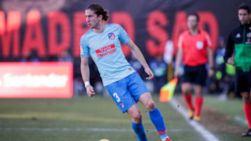 MADRID, SPAIN - FEBRUARY 16: Filipe Luis of Atletico Madrid during the La Liga Santander match between Rayo Vallecano v Atletico Madrid at the Campo de Fútbol de Vallecas on February 16, 2019 in Madrid Spain (Photo by David S. Bustamante/Soccrates/Getty Images)