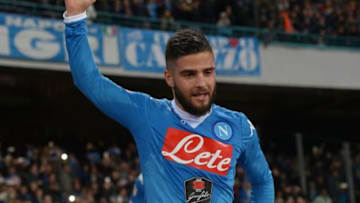 NAPLES, ITALY - FEBRUARY 22 : Lorenzo Insigne of Napoli celebrates after scoring a goal during the Serie A between SSC Napoli and AC Milan at Stadio San Paolo on February 22, 2016 in Naples, Italy. (Photo by Fabio Bozzani/Anadolu Agency/Getty Images)