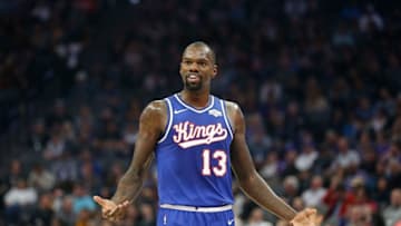 SACRAMENTO, CA - NOVEMBER 01: Dewayne Dedmon #13 of the Sacramento Kings reacts to a call by the referee during the game against the Utah Jazz at Golden 1 Center on November 01, 2019 in Sacramento, California. NOTE TO USER: User expressly acknowledges and agrees that, by downloading and/or using this photograph, user is consenting to the terms and conditions of the Getty Images License Agreement. (Photo by Lachlan Cunningham/Getty Images)