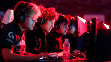 PARIS, FRANCE - OCTOBER 28: E-Sports players compete a video game "League of Legends" developed by Riot Games during an electronic video game tournament at the "Paris Games Week" on October 28, 2016 in Paris, France. "Paris Games Week" is an international trade fair for video games to be held from October 27 to October 31, 2016. (Photo by Chesnot/Getty Images)
