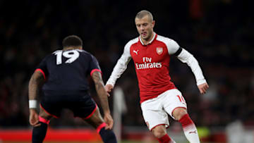LONDON, ENGLAND - NOVEMBER 29: Jack Wilshere of Arsenal runs with the ball during the Premier League match between Arsenal and Huddersfield Town at Emirates Stadium on November 29, 2017 in London, England. (Photo by Julian Finney/Getty Images)