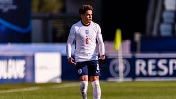 KOPER, SLOVENIA - MARCH 25: Max Aarons of England runs with the ball during the 2021 UEFA European Under-21 Championship Group D match between England and Switzerland at Stadion Bonifika on March 25, 2021 in Koper, Slovenia. (Photo by Marcio Machado/Getty Images)