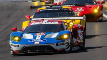 WATKINS GLEN, NY - JULY 03: The #66 Ford GT of Joey Hand and Dirk Muller, of Germany, races on the track during the IMSA WeatherTech Series race at Watkins Glen International on July 3, 2016 in Watkins Glen, United States. (Photo by Brian Cleary/Getty Images)