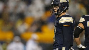 PITTSBURGH, PA - SEPTEMBER 08: Kenny Pickett #8 of the Pittsburgh Panthers looks on against the Penn State Nittany Lions on September 8, 2018 at Heinz Field in Pittsburgh, Pennsylvania. (Photo by Justin K. Aller/Getty Images)