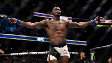 ANAHEIM, CA - JULY 29: Jon Jones celebrates after defeating Daniel Cormier in their UFC light heavyweight championship bout during the UFC 214 event inside the Honda Center on July 29, 2017 in Anaheim, California. (Photo by Jeff Bottari/Zuffa LLC/Zuffa LLC via Getty Images)