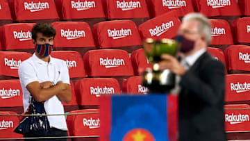 BARCELONA, SPAIN - SEPTEMBER 18: Riqui Puig of FC Barcelona at the end of the Joan Gamper Trophy match between FC Barcelona and Elche CF at Camp Nou on September 18, 2020 in Barcelona, Spain. (Photo by Pedro Salado/Quality Sport Images/Getty Images)