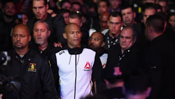 CURITIBA, BRAZIL - MAY 14: Ronaldo 'Jacare' Souza of Brazil enters the arena before facing Vitor Belfort of Brazil in their middleweight bout during the UFC 198 event at Arena da Baixada stadium on May 14, 2016 in Curitiba, Parana, Brazil. (Photo by Josh Hedges/Zuffa LLC/Zuffa LLC via Getty Images)