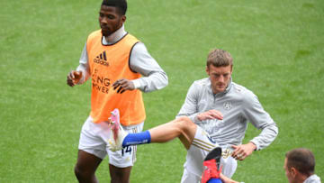 Kelechi Iheanacho of Leicester City and Jamie Vardy (Photo by Michael Regan/Getty Images)