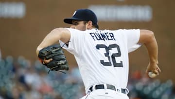 Sep 9, 2016; Detroit, MI, USA; Detroit Tigers starting pitcher Michael Fulmer (32) pitches in the first inning against the Detroit Tigers at Comerica Park. Mandatory Credit: Rick Osentoski-USA TODAY Sports
