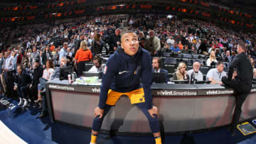 SALT LAKE CITY, UT - MARCH 15: Dante Exum #11 of the Utah Jazz looks on before the game against the Phoenix Suns on March 15, 2018 at vivint.SmartHome Arena in Salt Lake City, Utah. NOTE TO USER: User expressly acknowledges and agrees that, by downloading and or using this Photograph, User is consenting to the terms and conditions of the Getty Images License Agreement. Mandatory Copyright Notice: Copyright 2018 NBAE (Photo by Melissa Majchrzak/NBAE via Getty Images)