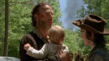 Rick, Carl and Judith. The Walking Dead - AMC