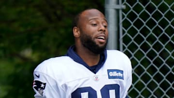 FOXBOROUGH, MASSACHUSETTS - AUGUST 27: James White #28 of the New England Patriots reacts during training camp at Gillette Stadium on August 27, 2020 in Foxborough, Massachusetts. (Photo by Steven Senne-Pool/Getty Images)