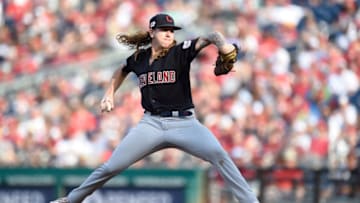 WASHINGTON, DC - SEPTEMBER 29: Mike Clevinger #52 of the Cleveland Indians pitches against the Washington Nationals at Nationals Park on September 29, 2019 in Washington, DC. (Photo by G Fiume/Getty Images)
