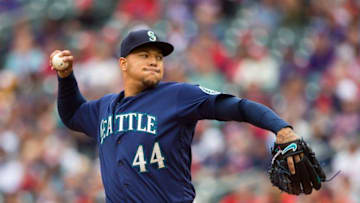 Sep 25, 2016; Minneapolis, MN, USA; Seattle Mariners starting pitcher Taijuan Walker (44) pitches in the first inning against the Minnesota Twins at Target Field. Mandatory Credit: Brad Rempel-USA TODAY Sports