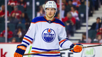 Edmonton Oilers Forward Dylan Holloway(#55) Mandatory Credit: Sergei Belski-USA TODAY Sports