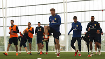 GLASGOW, SCOTLAND - MARCH 19: Stuart Armstrong is seen during a training session prior to the International Friendly match between Scotland and Costa Rica at Orium Sports Centre on March 19, 2018 in Glasgow, Scotland. (Photo by Ian MacNicol/Getty Images)