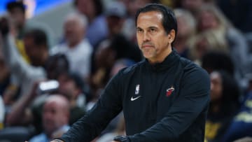Erik Spoelstra head coach of the Miami Heat is seen during the game against the Indiana Pacers(Photo by Michael Hickey/Getty Images)