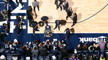 MINNEAPOLIS, MN - NOVEMBER 19: Tom Thibodeau of the Minnesota Timberwolves huddles with his team during the game against the Detroit Pistons on November 19, 2017 at Target Center in Minneapolis, Minnesota. NOTE TO USER: User expressly acknowledges and agrees that, by downloading and or using this Photograph, user is consenting to the terms and conditions of the Getty Images License Agreement. Mandatory Copyright Notice: Copyright 2017 NBAE (Photo by David Sherman/NBAE via Getty Images)