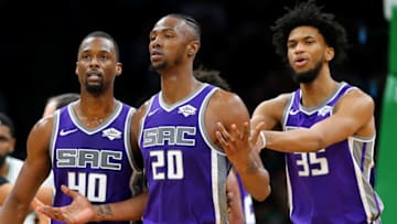 Former Duke basketball stars Harry Giles and Marvin Bagley III complain about a call. (Photo by Maddie Meyer/Getty Images)