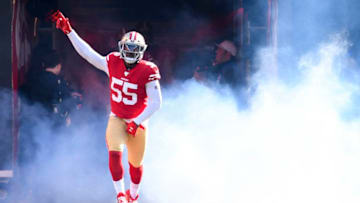 SANTA CLARA, CA - JANUARY 11: San Francisco 49ers Defensive End Dee Ford (55) takes the field before the NFC Divisional Playoff game between the Minnesota Vikings and the San Francisco 49ers on January 11, 2020, at Levi's Stadium in Santa Clara, CA. (Photo by Brian Rothmuller/Icon Sportswire via Getty Images)