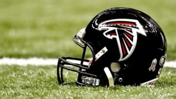 November 11, 2012; New Orleans, LA, USA; An Atlanta Falcons helmet prior to kickoff of a game against the New Orleans Saints at the Mercedes-Benz Superdome. Mandatory Credit: Derick E. Hingle-USA TODAY Sports