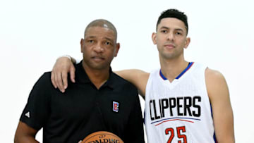 PLAYA VISTA, CA - SEPTEMBER 26: Doc Rivers of the Los Angeles Clippers with his son Austin Rivers