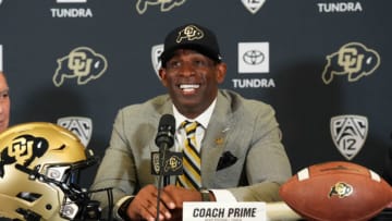 Colorado Buffaloes head coach Deion Sanders speaks (Chenoy-USA TODAY Sports)