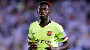 LEGANES, SPAIN - SEPTEMBER 26: Ousmane Dembele of Barcelona looks on during the La Liga match between CD Leganes and FC Barcelona at Municipal de Butarque on September 26, 2018 in Leganes, Spain. (Photo by TF-Images/Getty Images)