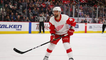 DETROIT, MICHIGAN - NOVEMBER 21: Luke Glendening #41 of the Detroit Red Wings skates against the Boston Bruins at Little Caesars Arena on November 21, 2018 in Detroit, Michigan. Detroit won the game 3-2 in overtime. (Photo by Gregory Shamus/Getty Images)