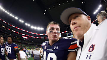 ARLINGTON, TEXAS - AUGUST 31: Bo Nix #10 of the Auburn Tigers during the Advocare Classic at AT&T Stadium on August 31, 2019 in Arlington, Texas. (Photo by Ronald Martinez/Getty Images)