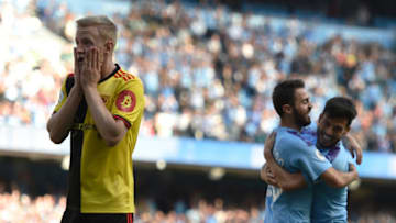 Watford midfielder Will Hughes reacts (Photo credit should read OLI SCARFF/AFP via Getty Images)