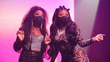 Ego Nwodim and musical guest Megan Thee Stallion (Photo by: Rosalind O'Connor/NBC)