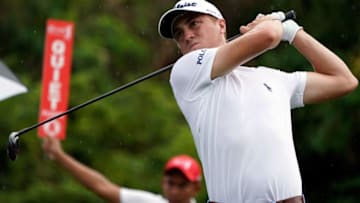 KUALA LUMPUR, MALAYSIA - OCTOBER 14: Justin Thomas of the United States in action during round three of the 2017 CIMB Classic at TPC Kuala Lumpur on October 14, 2017 in Kuala Lumpur, Malaysia. (Photo by Stanley Chou/Getty Images)