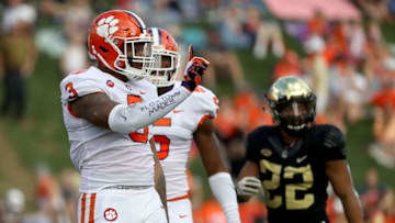 WINSTON SALEM, NC - OCTOBER 06: Xavier Thomas #3 of the Clemson Tigers reacts after a defensive play against the Wake Forest Demon Deacons during their game at BB&T Field on October 6, 2018 in Winston Salem, North Carolina. (Photo by Streeter Lecka/Getty Images)