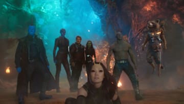 Guardians Of The Galaxy Vol. 2..L to R: Yondu (Michael Rooker), Nebula (Karen Gillan), Star-Lord/Peter Quill (Chris Pratt), Gamora (Zoe Saldana), Mantis (Pom Klementieff), Drax (Dave Bautista), Rocket (Voiced by Bradley Cooper) and Groot (Voiced by Vin Diesel)..Ph: Film Frame..©Marvel Studios 2017