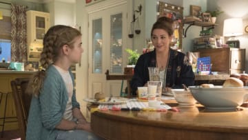 Matilda Lawler as Flora and Alyson Hannigan as Phyllis in FLORA & ULYSSES, exclusively on Disney+. Photo by Jake Giles Netter. © 2020 Disney Enterprises, Inc. All Rights Reserved.