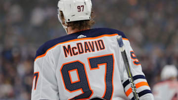 BUFFALO, NY - JANUARY 02: Connor McDavid #97 of the Edmonton Oilers against the Buffalo Sabres at KeyBank Center on January 2, 2020 in Buffalo, New York. Buffalo beats Edmonton 3 to 2. (Photo by Timothy T Ludwig/Getty Images)