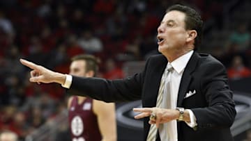 Dec 7, 2016; Louisville, KY, USA; Louisville Cardinals head coach Rick Pitino calls out instructions during the second half against the Southern Illinois Salukis at KFC Yum! Center. Louisville defeated Southern Illinois 74-51. Mandatory Credit: Jamie Rhodes-USA TODAY Sports