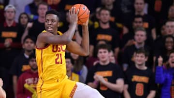 LOS ANGELES, CA - JANUARY 30: Onyeka Okongwu #21 of the USC Trojans plays against the Utah Utes at Galen Center on January 30, 2020 in Los Angeles, California. (Photo by John McCoy/Getty Images)