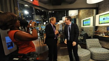 NEW YORK - OCTOBER 30: Co-host Gayle King photographs Charlie Rose as CBS This Morning mark its 1,000th broadcast on Friday, Oct. 30 (7:00-9:00 AM, ET/PT) on the CBS Television Network with guests John Oliver, right. (Photo by Heather Wines/CBS via Getty Images)